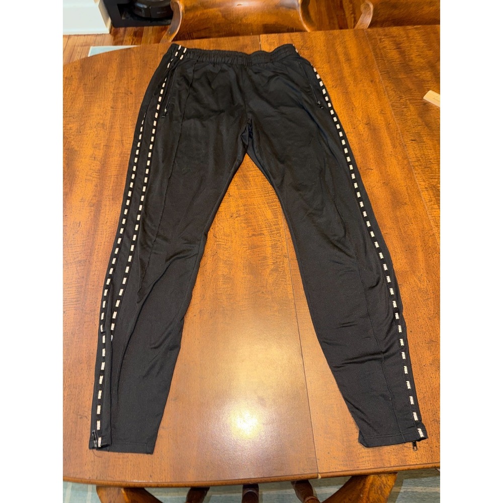 PINK Victoria's Secret Womens L Black Logo Tape Track Pants